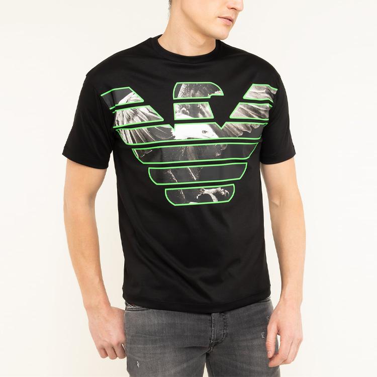 Emporio Armani Logo Pattern Straight Cut Round Neck Short Sleeve T-Shirt Men Tops 3H1T79-1JSTZ-0999
