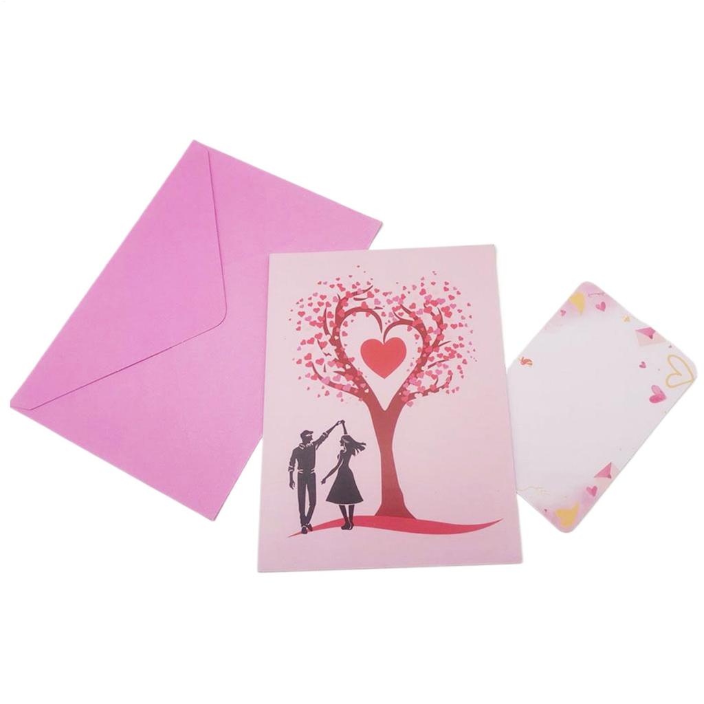 Romantic Valentine's Day Card Cards 3D Greeting Card "Dance Under The Heart Tree" With Envelope And Note For Couple Girlfriend