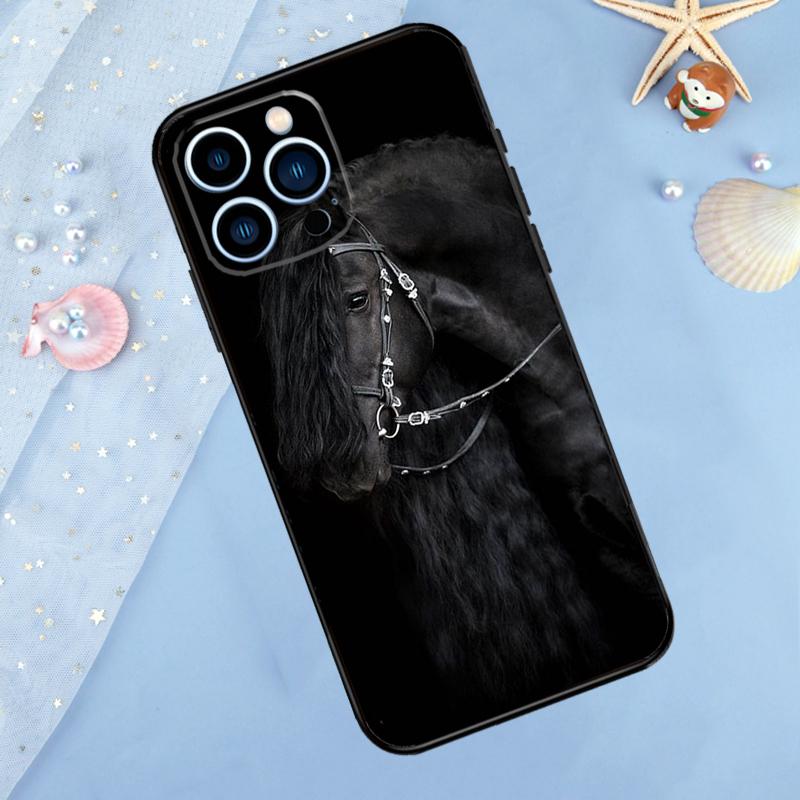 Beautiful Black Horse Case For iPhone 17 Pro Max 16 14 13 12 11 15 Pro Max Plus 12 13 Mini 16e 17 Air Back Cover