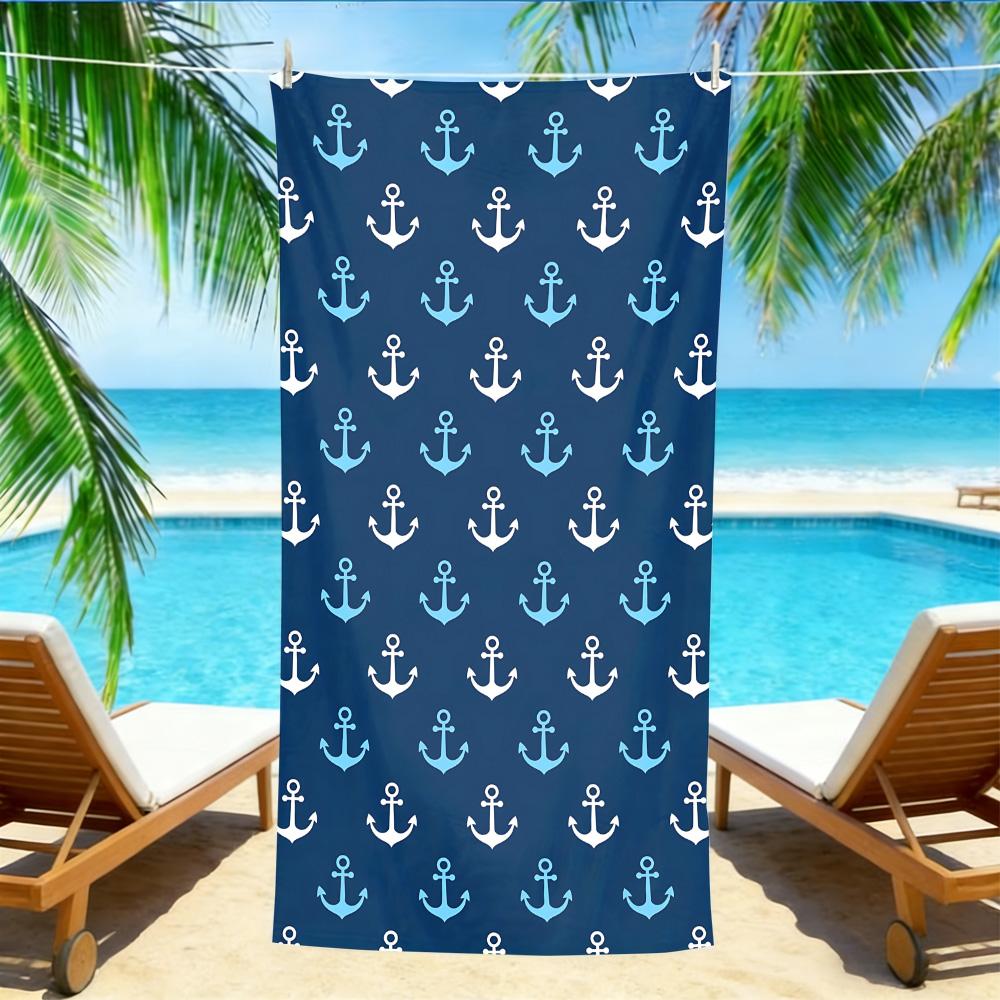 

Nautical Anchor Beach Towel – Oversized Quick Dry Sand Free with Gradient Blue Anchor Print W30*H60(CM)