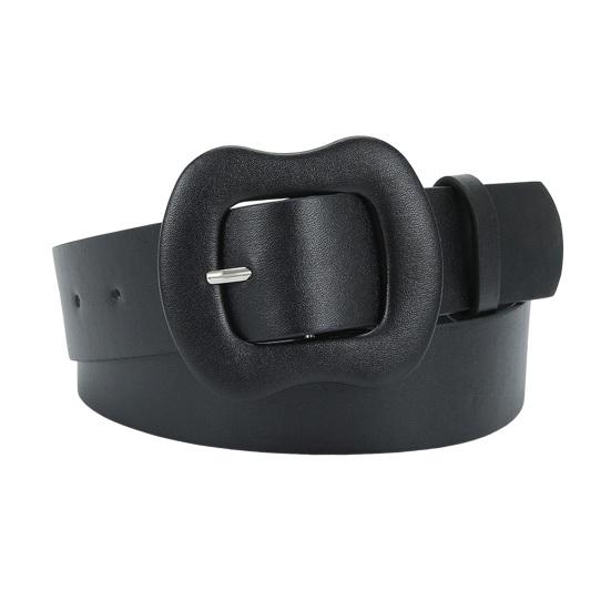 Women Belt Multi Holes Adjustable Length Gourd Buckle Faux Leather Waistband Solid Color Belt Decorative Jeans Accessories