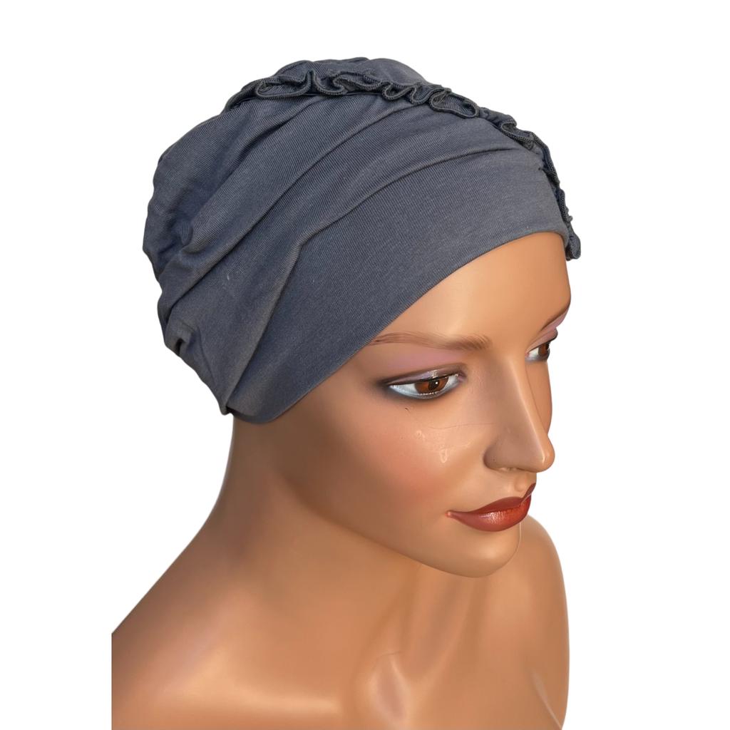 Turban Kalina Z Bambusa Ciemny Popiel Czapka Podwójna Także Po Chemioterapi