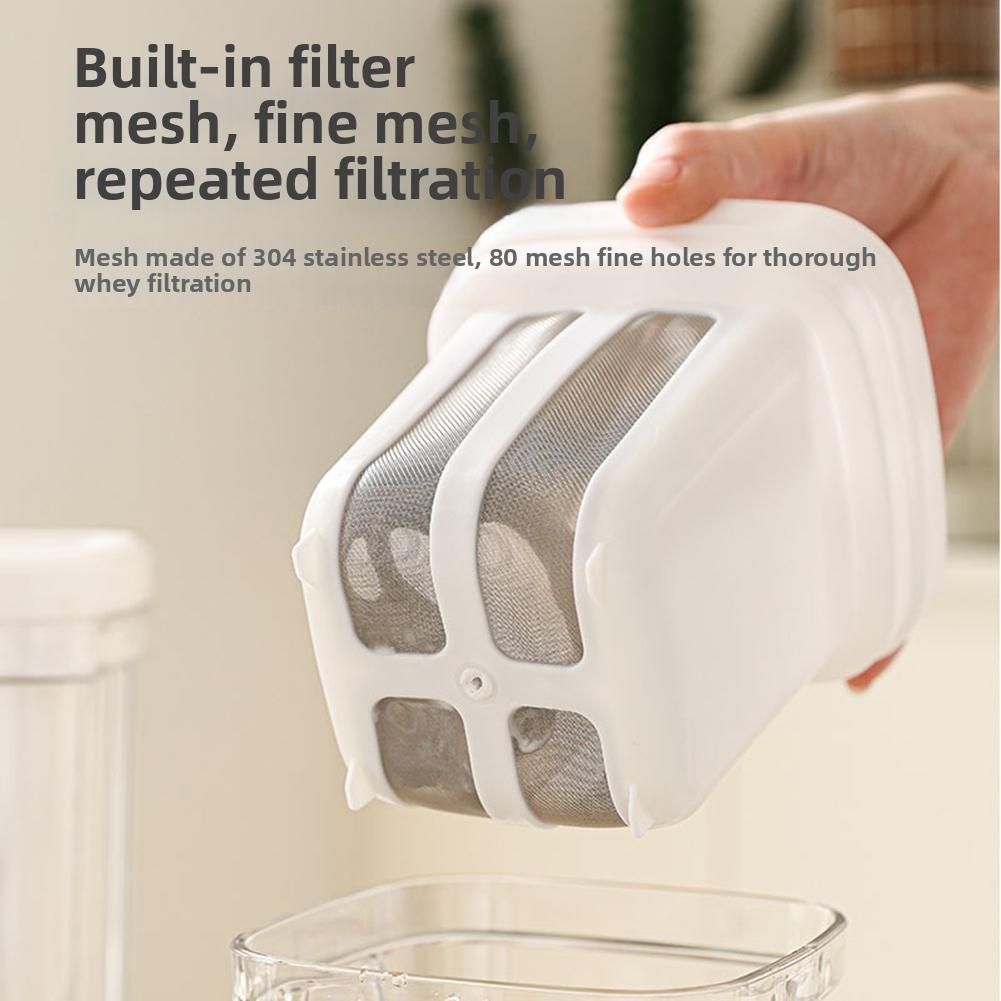 2 in 1 Yogurt Filter & Strainer Fine Mesh Transparent Box Homemade Screen Cheese Moisture Seperator Maker for Kitchen