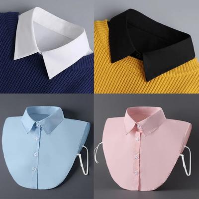 Damenmode Baumwolle Falscher Kragen Herren Unisex Formaler Anzug Halbes Hemd Stil Falscher Kragen Abnehmbarer Knopf Mädchen Abnehmbarer Kragen