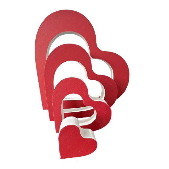 4 Pcs Wooden Heart Shape Table Signs Valentine's Day Red Pink Love Heart Tabletop Centerpiece for Home Wedding Party Tiered Tray Shelf Decor