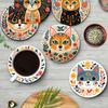 Heat Insulation Mats for Coffee Cups 6 Pcs Cute Cat Coasters, Thick Heat-Resistant Wood Coaster Tabletop Protection, Wooden Drink Coasters Table
