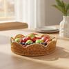 Lightweight Round Serving Tray | Woven with Handles, Decorative, Wicker