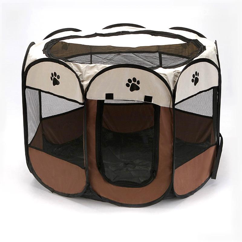 

Foldable Pet Octagonal Tent & Whelping Box - Oxford Cloth Cat Bed & Dog Cage 73x73x43cm кофейный