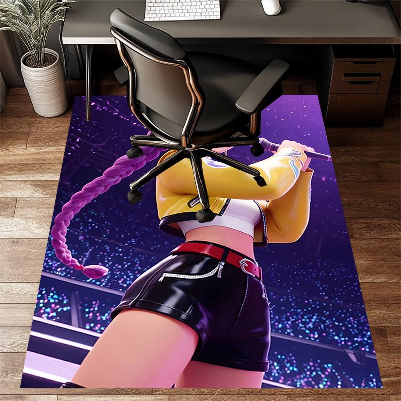 1pc KPop Demon Hunters RUMI5 Design Printed Area Rug Carpet for Bedroom Living Room Home Decor Rugs Mat Non Slip Mat Rug for Bedside