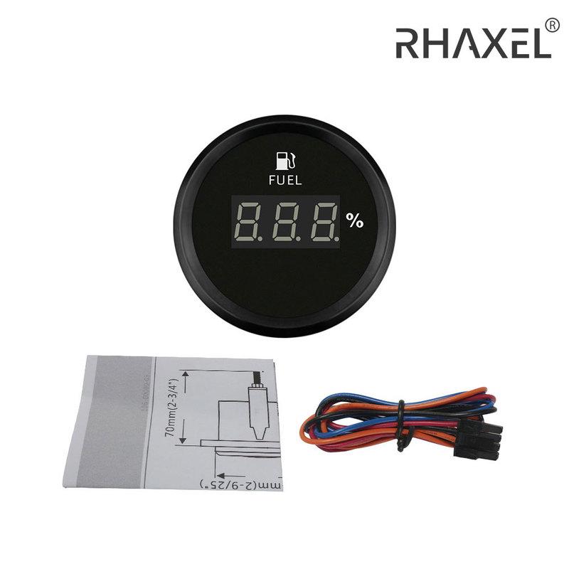 RHAXEL Fuel Level Gauge 0-5V Signal 52mm (2'') with Red Backlight 9-32V for Motorcycle Vessels