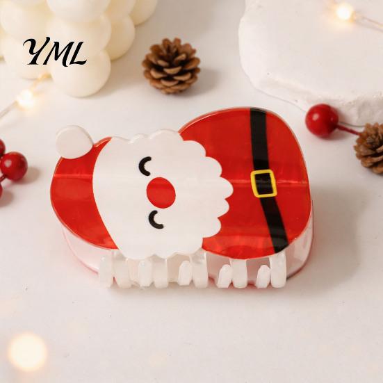Accessori Leggeri per Capelli per Natale Pinza a Artiglio Donna, Fantasie Carine Antiscivolo Tenuta Forte Babbo Natale Pinza Squalo, Fermagli Decorativi