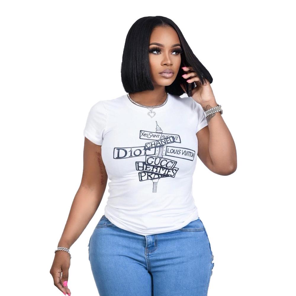 Summer Printed Round Neck Short Sleeve Casual T-shirt