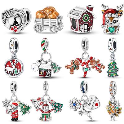 New Copper Snowman Elk Santa Christmas Charms Bead Fit Pandachoriginal Bracelets Diy Jewelry Holiday Gift
