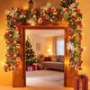 9 FT Christmas Garland with Lights 50 LED Lights 8 Modes Lighted Artificial Pine Garland with Pine Cones Red Berries for Mantel Fireplace Indoor