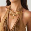 Bohemian Coin Pendant Beaded Necklace for Women - European and American Exotic Style