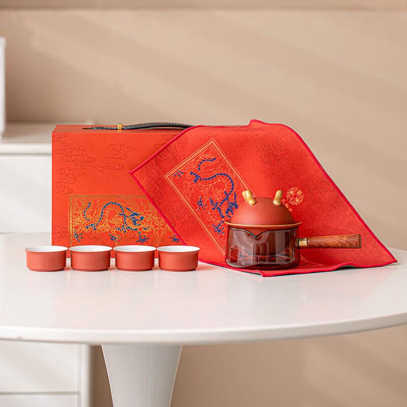 Sushui Gold-Painted Dragon Teapot Gift Set