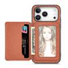 For iPhone 17 Pro Case RFID Blocking Carbon Fiber Leather Phone Back Cover with Card Holder