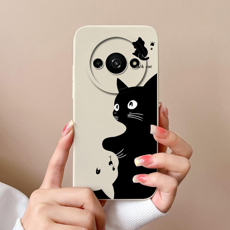 

Cute Cats Case For Redmi A3 A3X Phone Housing New Design Camera Protection Coque Soft Liquid Silicone High Quality Back Cover Redmi A3