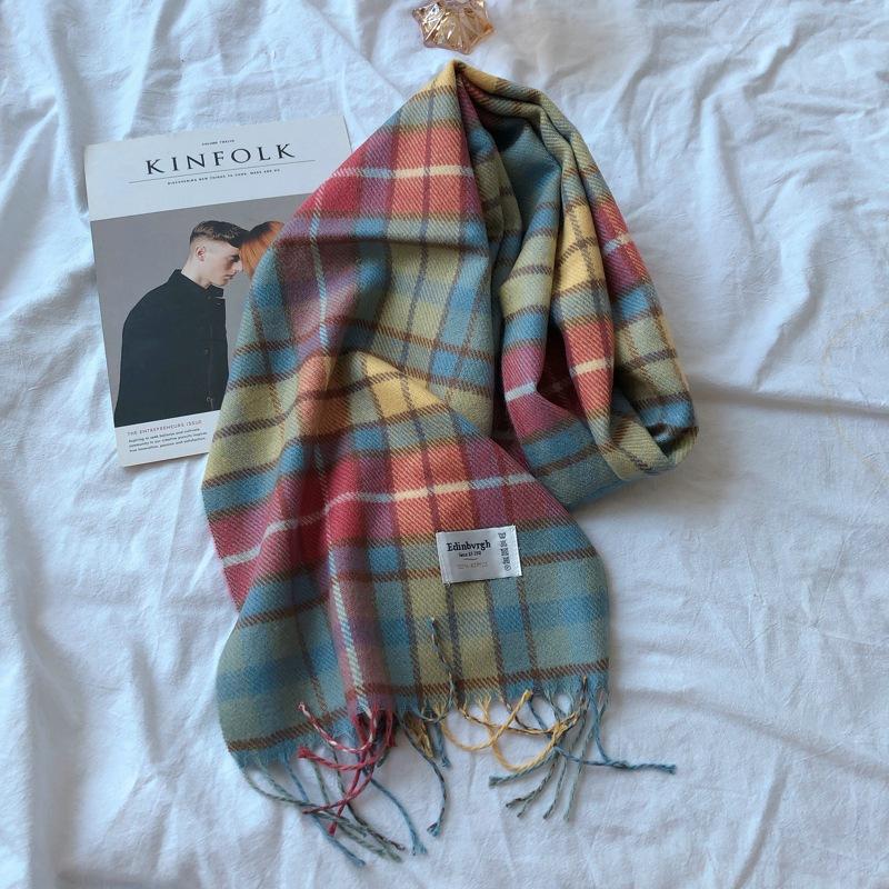 2025 new scarf small plaid accessories EDB trendy scarf college trendy autumn and winter warm dual-purpose shawl