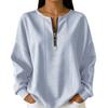 Women Striped Crew Neck Half Zip Loose Fit Long Sleeve Pullover Top Casual Lightweight Comfortable Blouse for Daily Wear