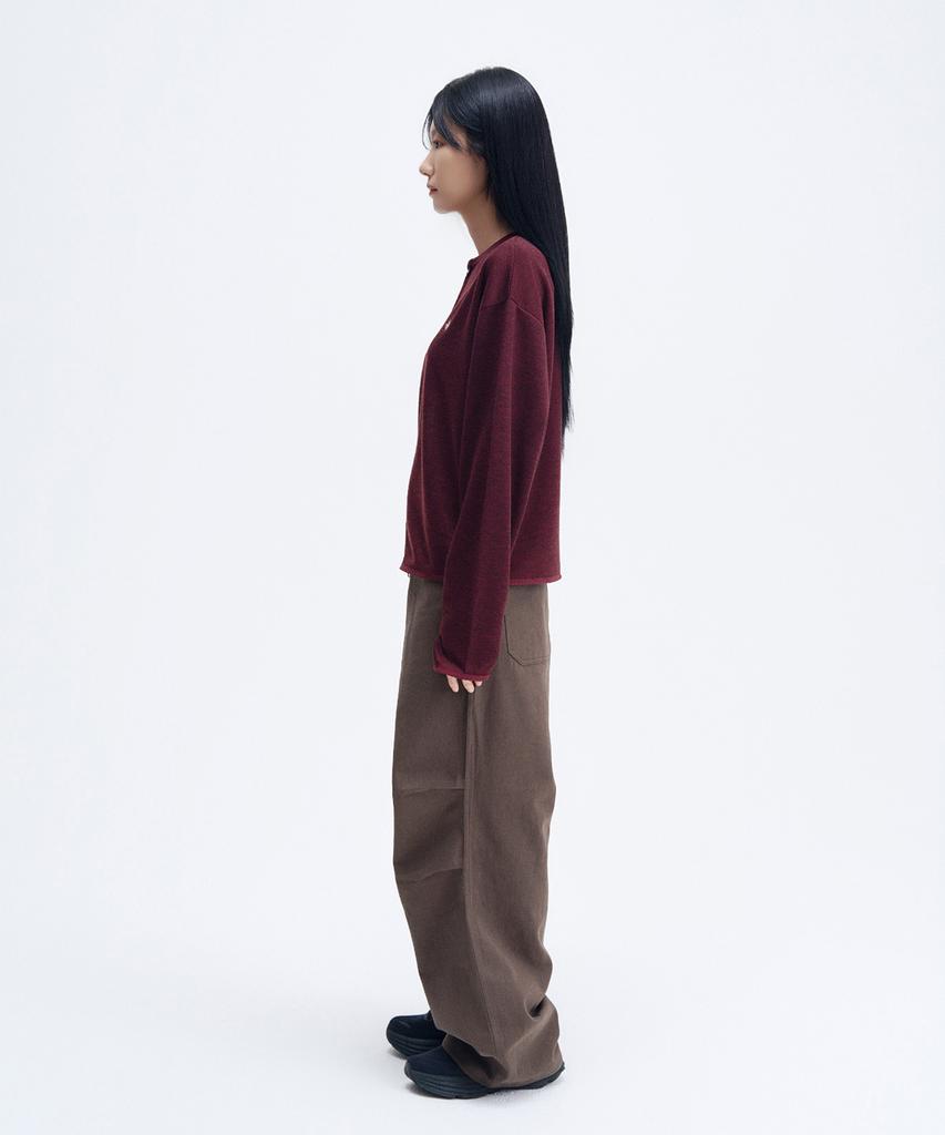 SLOW RECORD HOUSE Double Pintuck Cotton Pants_Brown