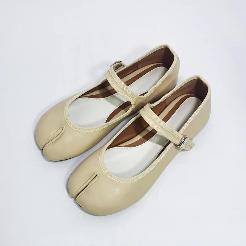 Módní IPPEUM Baleríny Boty s rozdělenou špičkou Pro ženy Mary Jane Společenské lodičky Nadměrná velikost 44 Kožené baleríny boty