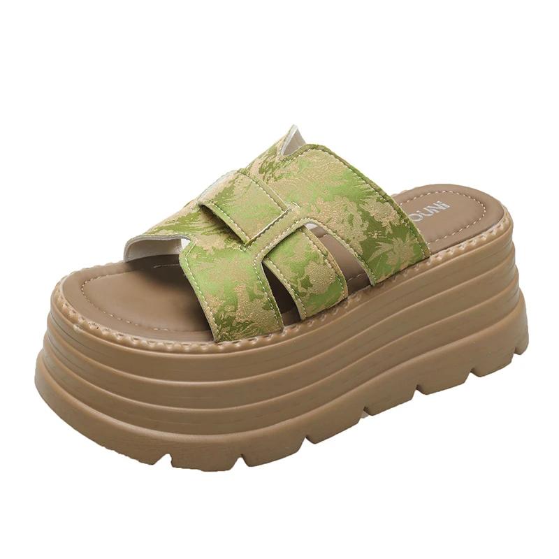 Modă Tocuri 8CM Platformă Înaltă Femei Papuci cu Vârf Deschis Sandale cu Platformă Încrucișată de Designer Pantofi Noi de Vară pentru Femei Papuci de Plajă cu Mărgele