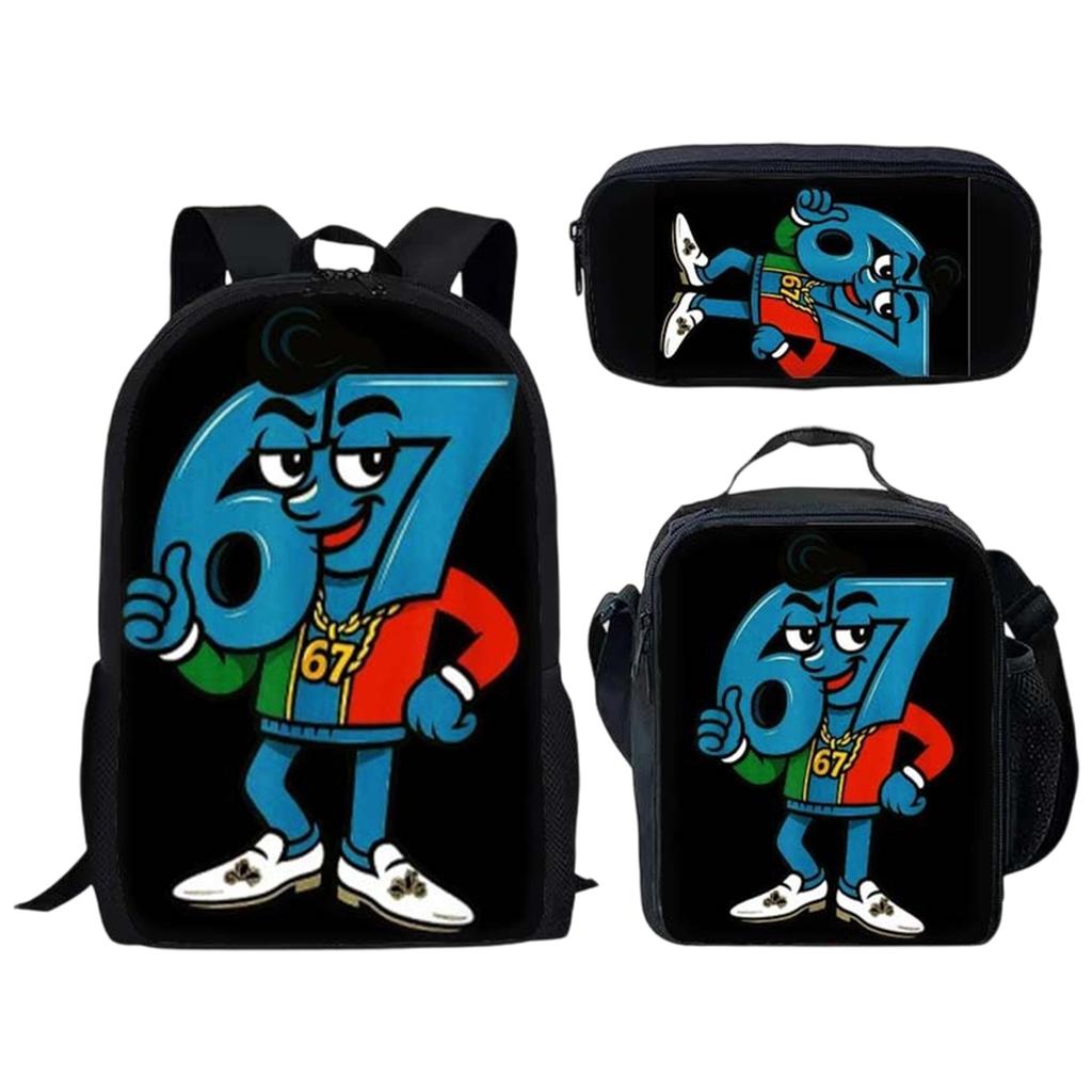 Bedrucktes Rucksack-Set mit Brotdose und Federmäppchen, 3-teiliges Schulbündel für Schüler