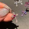 Hot Selling Sweet Cool Girl Cross Color Diamond Earrings Unique Niche High-end Exquisite Earrings