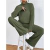 Completo casual da donna in 2 pezzi, felpa a collo alto in maglia a maniche lunghe e set di pantaloni larghi per autunno inverno