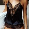 FETONG Women Clothing Sexy Lace Backless V-Neck Strappy One-Piece Sleepwear Erotic Underwear