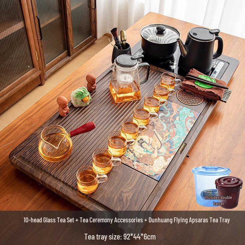 Chaxun 10-Piece Ceramic Tea Set, Dunhuang Apsaras Design