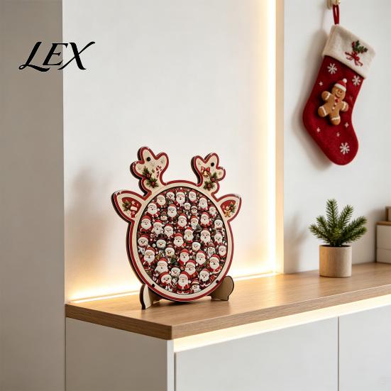 Decorative Jigsaw Puzzles Christmas Reindeer Puzzle Decoration, Santa Claus Cat Elk Theme Toy, Festive Wooden Set for Holiday Gift Xmas Themed Games