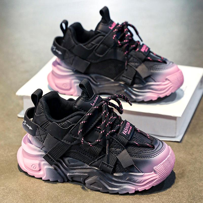 Girls' 2024 Winter Black Velvet Sports Shoes - Soft Sole Cotton Dad Style