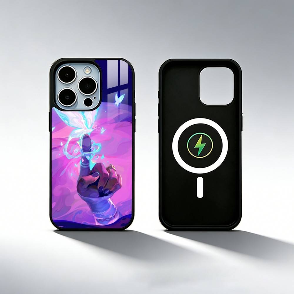 Funda de Teléfono Popular V-Valorant C-Clove Para iPhone17,16,15,14,13,12,11 Plus,Pro Max Magnética Para Carga Inalámbrica Magsafe