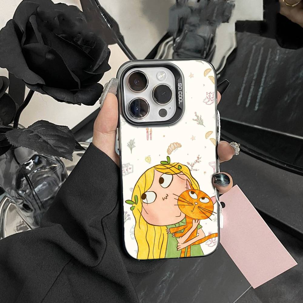 D-Charlie and Lola Cartoon Phone Case For iPhone 17,16,15,14,13,12,Pro MAX Black Matte Shockproof Cover