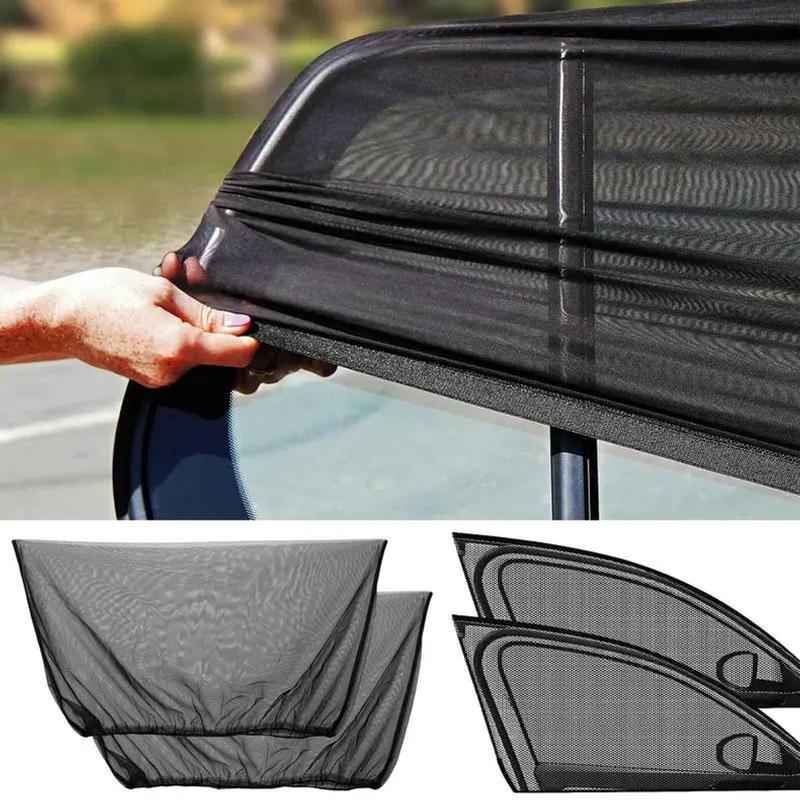 2 uds parasol de ventana lateral trasera de coche protección UV malla de protección previene mosquitos sol Protección de Privacidad cortina plegable