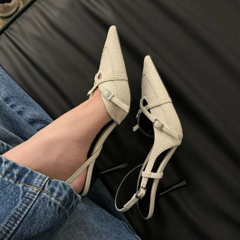 Spring and Summer Fashion High Heels Women's 2025 New French Pointed Thin Heel Bag Head Sandals Fairy Style Single Shoes