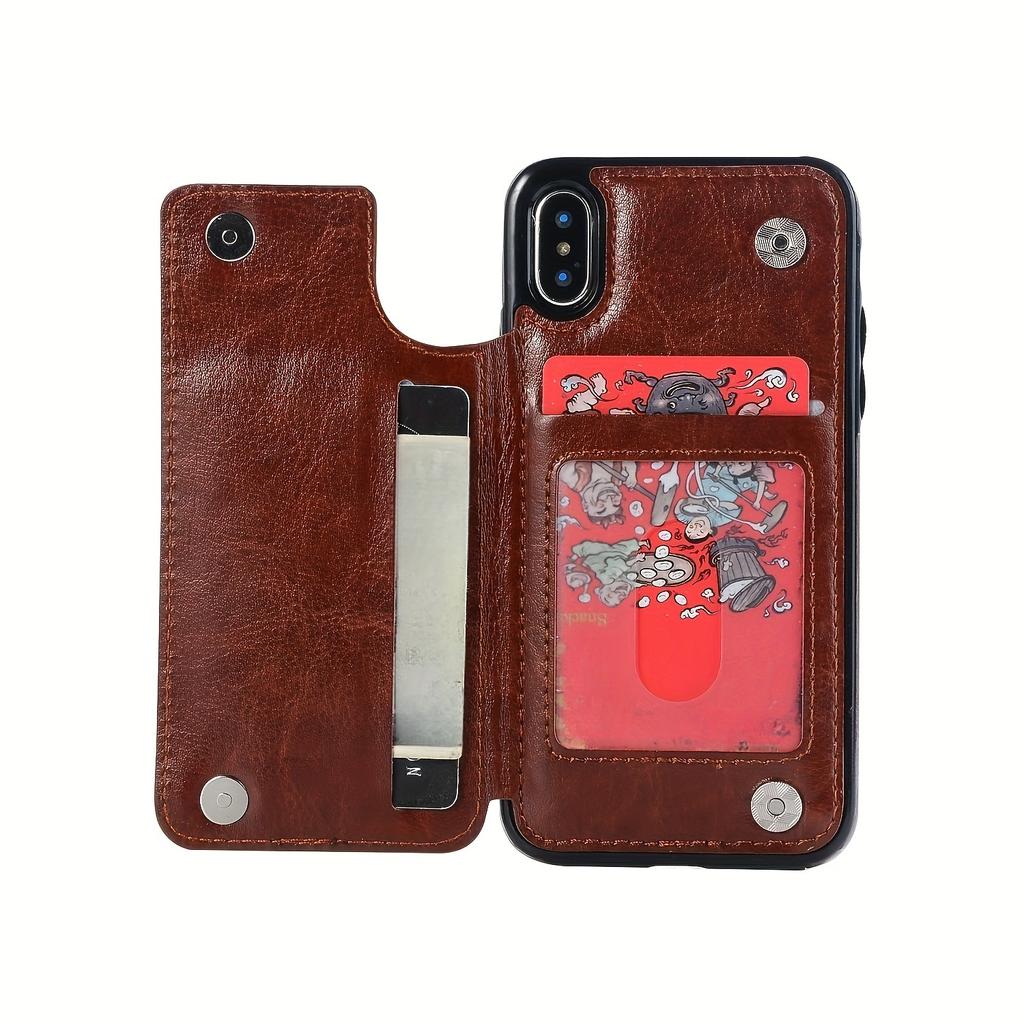Handytasche, Brieftaschen-Handyhülle mit Kartenhalter, PU-Lederhülle mit Ständer und Kartenfächern, doppeltem Magnetverschluss und langlebiger, stoßfester Hülle für das iPhone