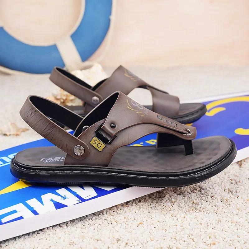 

Whoholl Brand Летние молодежные сандалии большого размера для мужчин, массажные нескользящие, прохладные, дышащие, сандалии с толстой подошвой и носком 2024 38 серый