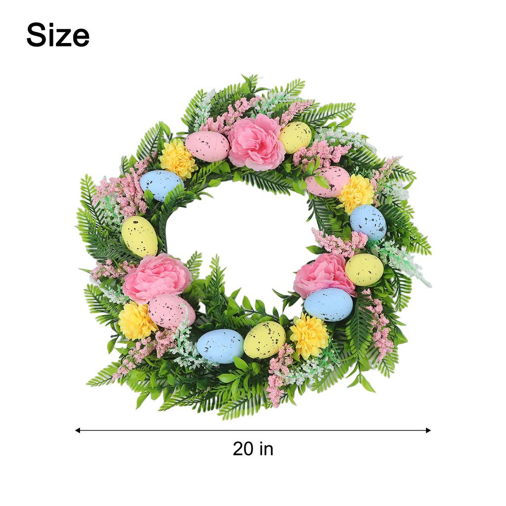 1pc 20 Inches Easter Wreath Easter Egg Wreath Pendant Easter Decoration Home Wall Window Door Hanging Party Holiday DIY