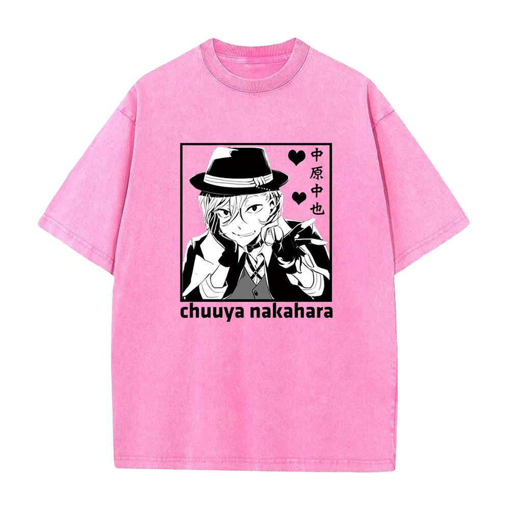 

Bungo Stray Dogs Manga T Shirt Nakahara Chuya Men Women Tshirt Vintage Washed Summer Short Sleeve Tshirt Clothing Cotton Tees S