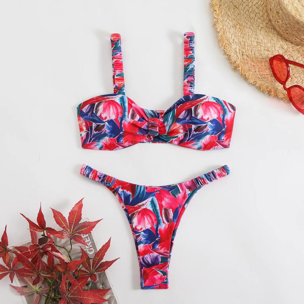 Sexy Bandeau Bikini Women's Swimsuit 2025 Two-piece Swimwear Thong Bikinis Set Female Bathing Suit Woman Swimming for Beach Wear