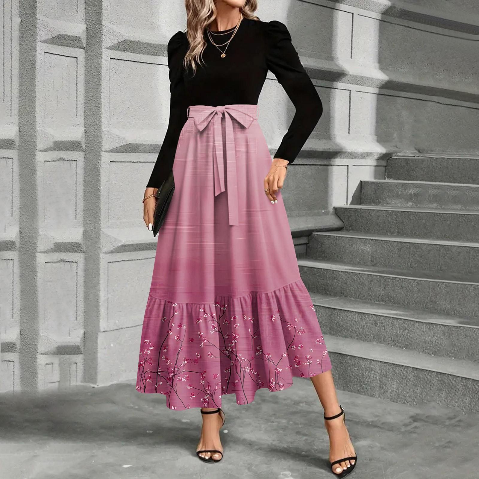 

Женское платье с цветочным принтом и высокой талией, модное и элегантное XL