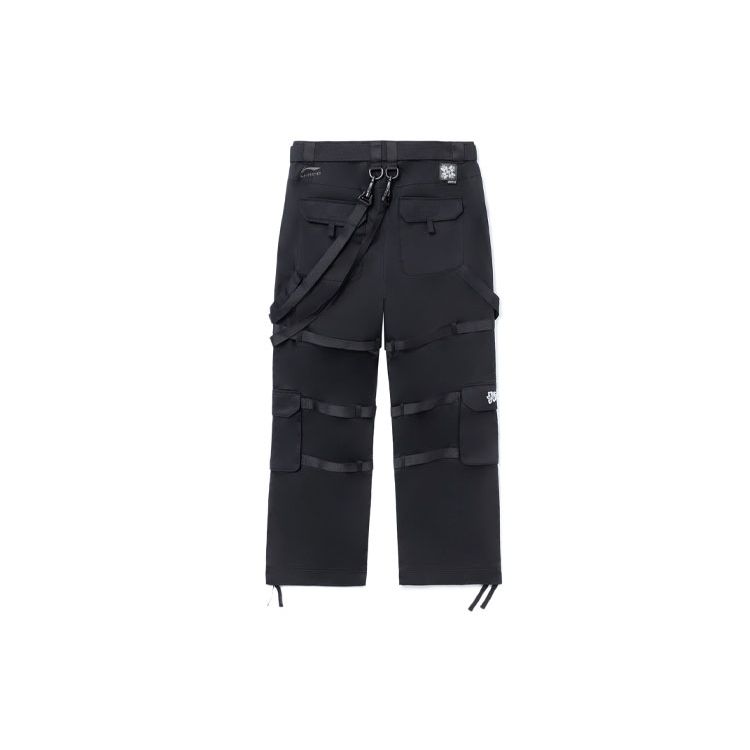 Li Ning Badfive Changan Youth Strap Straight Loose Casual Pants Men Bottoms Black AKXR621-1