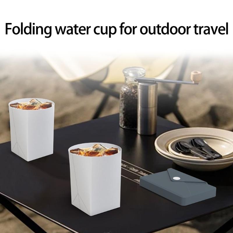 Outdoor Travel Folding Water Cup with Storage Bag Flexible Journey Container for Outdoor Camping Hiking