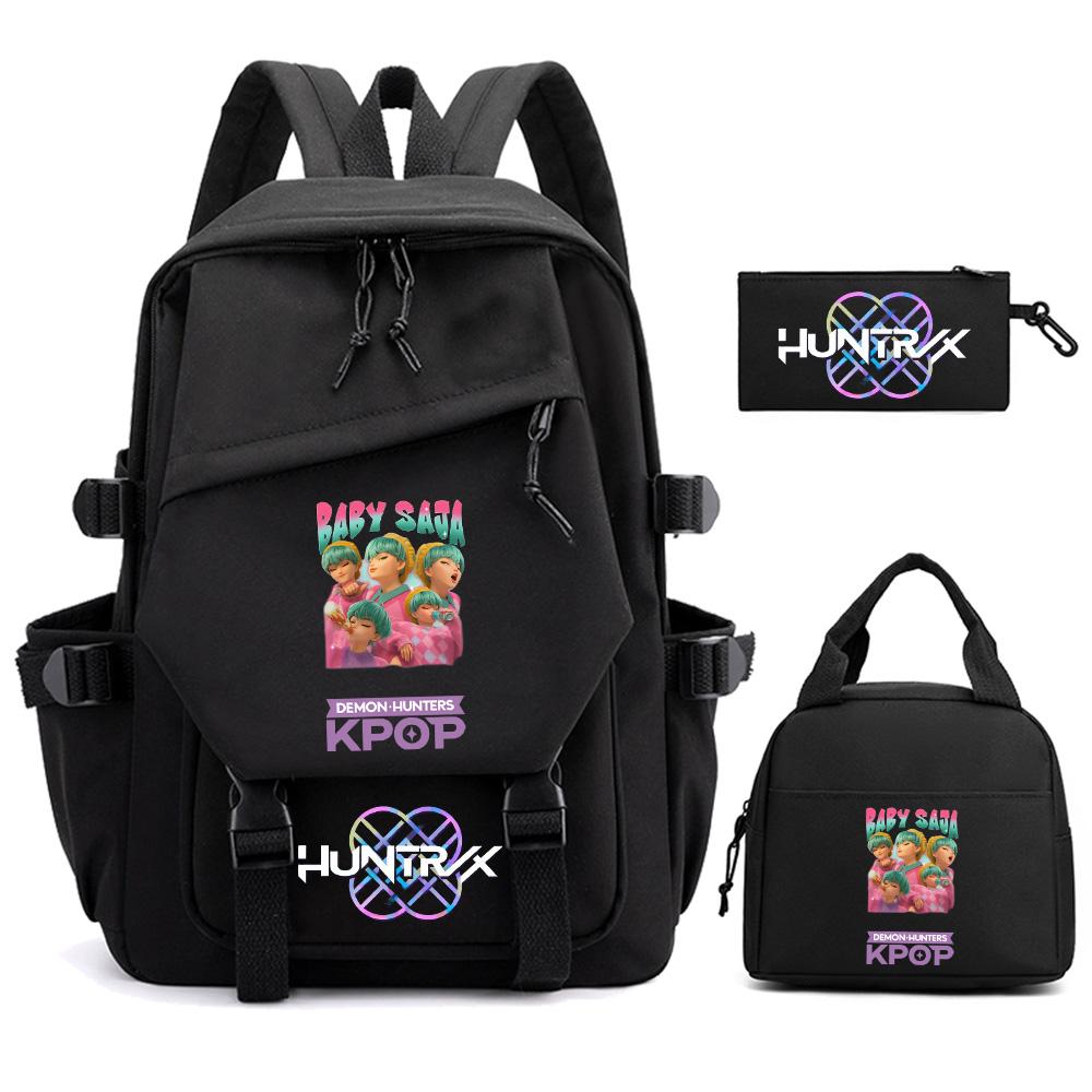 3Pcs/set Cartoon Kpop Demon Hunters Printed Backpack for Teenger Children Student Large Capacity Schoolbag Girl Gift Women Travel Bag Mochila
