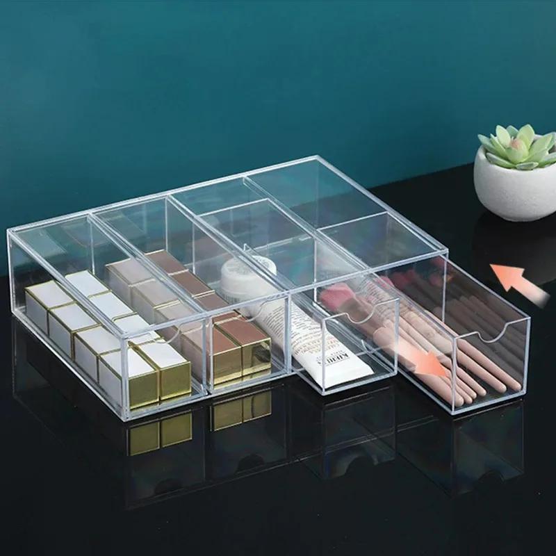 Acrylic Drawer Box 4-layer Sunglasses Storage Organizer Box Desktop Sundries Storage Pull Glasses Display Containers Box