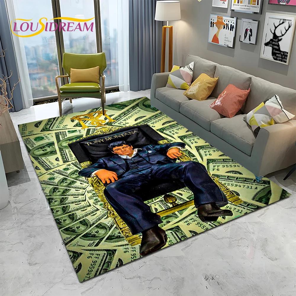 Scarface 3D Classic Film Tony Teppich für Zuhause Wohnzimmer Schlafzimmer Sofa Fußmatte Dekor, Kinder Spielbereich Teppich Rutschfeste Bodenmatte