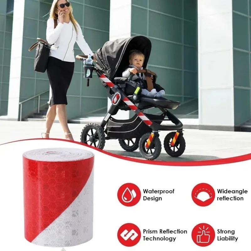 Red White Reflective Tape High Intensity Waterproof Conspicuity Tape for Car Truck Trailer Motorcycle Night Safety Warn 3Meters